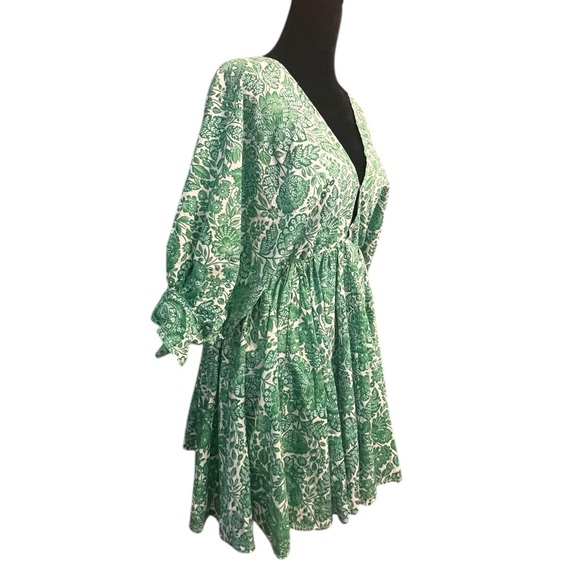 Women's VICI Green & White Floral Mini Dress S - Picture 3 of 7